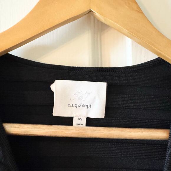 Cinq a Sept Black Titania Ribbed Wrap Front Cutout Top - Picture 5 of 7